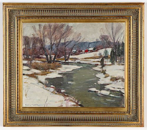 Carl William Peters (1897-1980) "Winter Landscape with Brook"