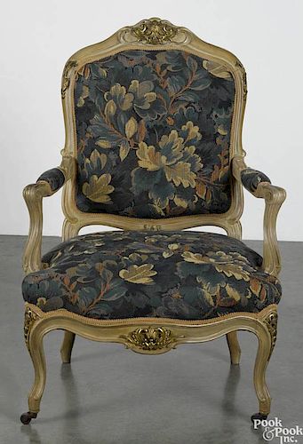 French painted and ormolu mounted fauteuil, late 19th c.