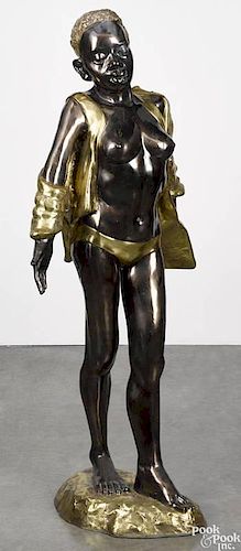 Gilt bronze figure of a Zulu girl, 51'' h.