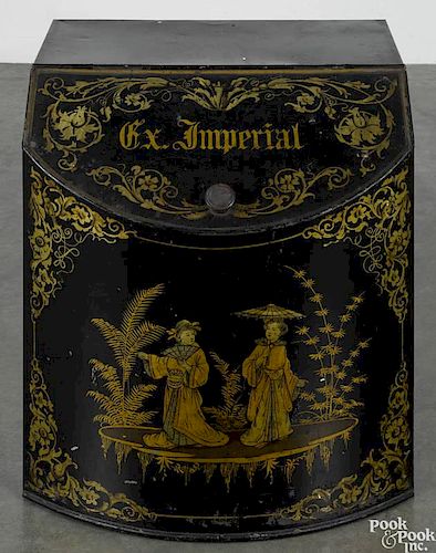 Painted Imperial tea bin, late 19th c., 22 1/4'' h., 19 1/2'' w.