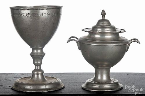 Scottish pewter communion chalice, early 19th c., inscribed Associate Congregation Thuso, 1818, en