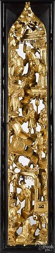 Chinese carved giltwood panel, early 20th c., 35 1/2'' x 7 1/2''.