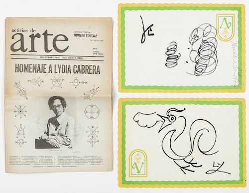 Lydia Cabrera (20th c.) 2 Marker Drawings