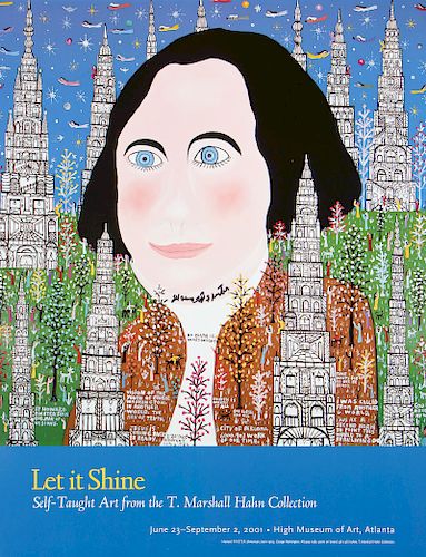 Howard Finster (1916-2001) Signed "Let it Shine" Exhibition Poster