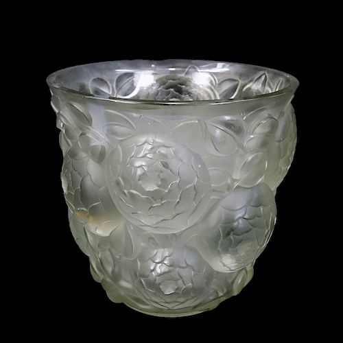 Large Rene Lalique "Oran" Frosted Art Glass Vase