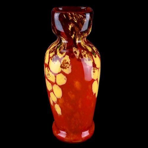 Large Charles Schneider Art Deco Glass Vase