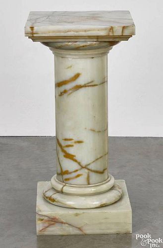 Green marble pedestal, early 20th c., 30 1/4'' h., 15'' w.