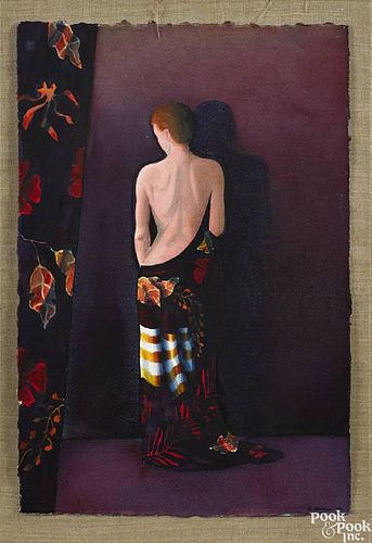 Elling Reitan Norwegian, b. 1949), gouache of a woman, titled Back, signed and dated 90