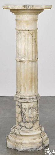 Italian carved marble pedestal, ca. 1900, 43'' h., 14 1/2'' w.
