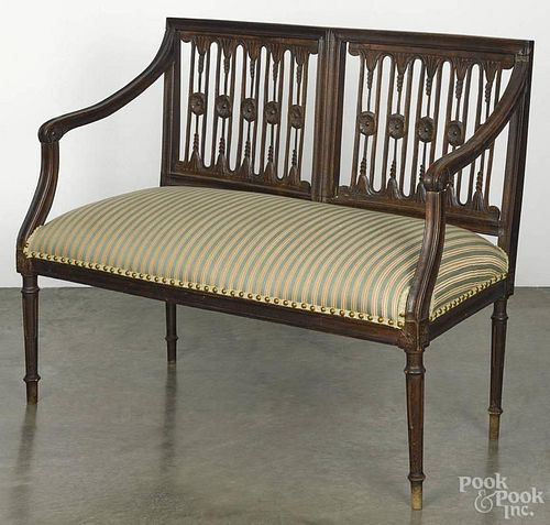 Regency-style carved beech settee, early 20th c., 33'' h., 41'' l.