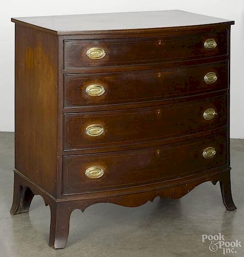 George III mahogany bowfront chest of drawers, late 18th c., 37'' h., 35 3/4'' w.
