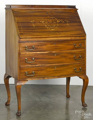 French inlaid mahogany lady's writing desk, early 20th c., 43'' h., 31 1/2'' w.