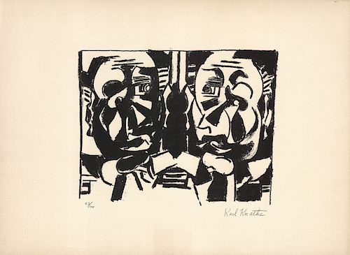 Karl Knaths - Double Self-Portrait - Original, Signed Lithograph - AAA