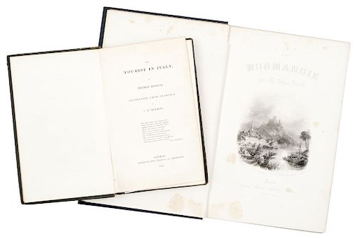Lote de 3 libros. Consta de:  Roscoe, Thomas. The Tourist in Italy, Jules Janin, M. La Normandie y Reproducción facsimilar de 1751.