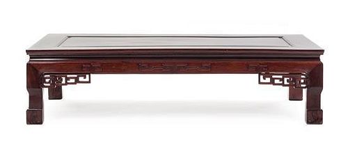 A Hardwood Low Table Height 15 x width 60 x depth 31 7/8 inches.