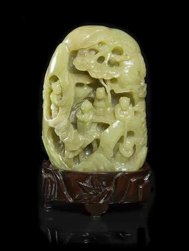 A Celadon Jade Carving, Height 5 3/8 inches.