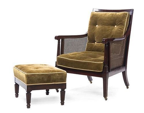 A Regency Style Ebony Strung Mahogany Armchair, Height of chair 36 inches.