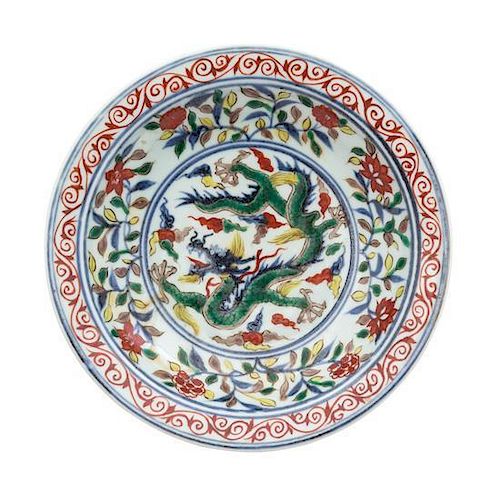 A Wucai Porcelain Plate Diameter 7 1/2 inches.
