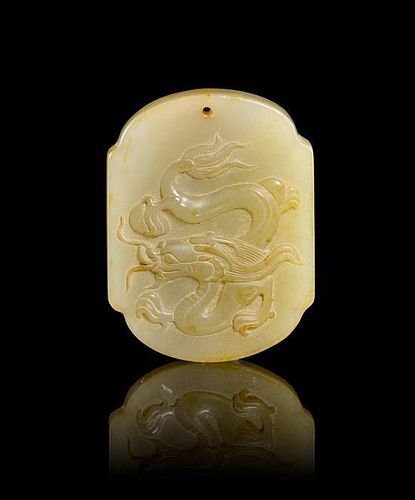 A Carved Jade Pendant Height 1 7/8 inches.