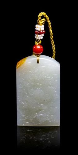 A White Jade Pendant Height 2 3/8 inches.