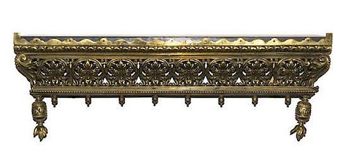A Victorian Brass and Slate Wall Bracket, Width 34 1/2 inches.
