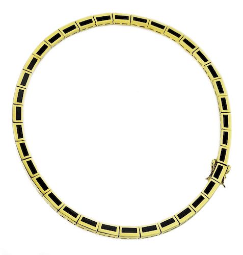 Bernard K Passman 18k Gold Onyx Link Necklace