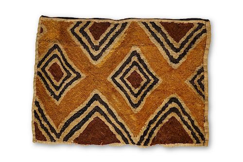 20" Hand Woven  Kasaï Velvet Kuba Cloth from Democratic Republic of the Congo