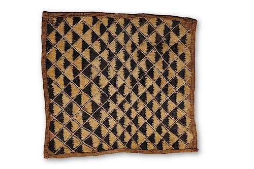 19.5" Hand Woven  Kasaï Velvet Kuba Cloth from Democratic Republic of the Congo
