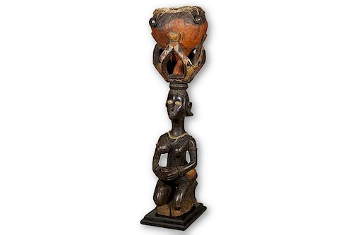 Baga Figural Drum with Base from Guinea - 51"