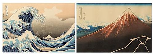 * Katsushika Hokusai, (1760-1849), Kanagawaoki nami-ura (Under the Waves off Kanagawa) and Sanka haku-u (Rainstorm beneath the S