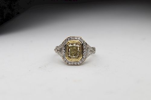 18k WG w/ 1.5ct Fancy Yellow Diamond Ring