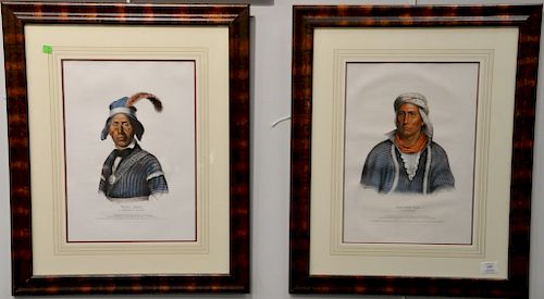 Set of four hand colored Indian lithographs,  (1) J.T. Bowen, Yaha-Hajo, A Seminole Chief;  (2) J.T. Bowen, Foke-Luste-Hajo, A S...