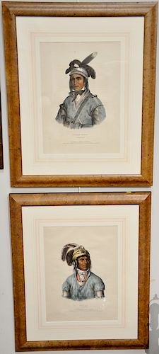 Set of four hand colored Indian lithographs, 
(1) Daniel Ric & James Clark, Ledagie, A Creek Chief; 
(2) E.C. Biddle, Bowen Opeothle...