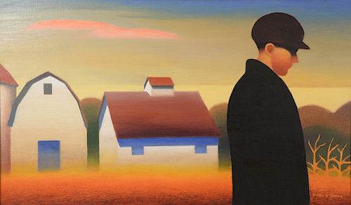 Gary Ernest Smith (b. 1942), 
oil on canvas, 
Boy on the Farm, 
signed lower right: Gary E. Smith, 
24" x 40" 

Provenance: 
Estate ...