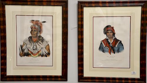 Set of four hand colored Indian lithographs, all published by F.W. Greenough, drawn, printed, and colored at L.T. Bowen's Lithograph...