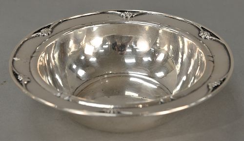 Georg Jensen sterling silver bowl, 
leaf and berry border and rolled edge, marked on bottom: Georg Jensen Denmark 271. 
height 2 3/8...