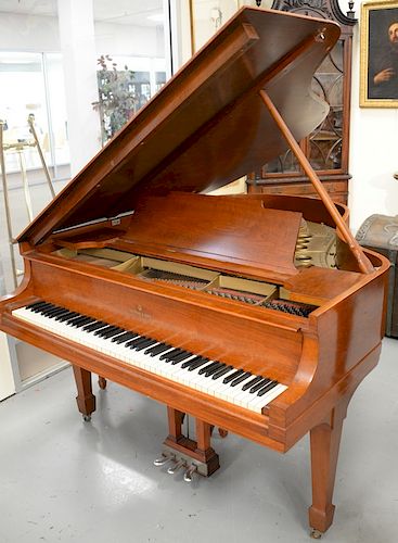 Steinway & Sons mahogany baby grand piano and bench, m 251634. 
height 39 inches, width 56 inches, depth 66 inches