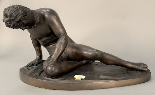 After Ferdinand Barbedienne (1810-1892), 
figural bronze, 
Sterbender Gallier, 
old Christie's sticker on base, 
height 12 inches, l...