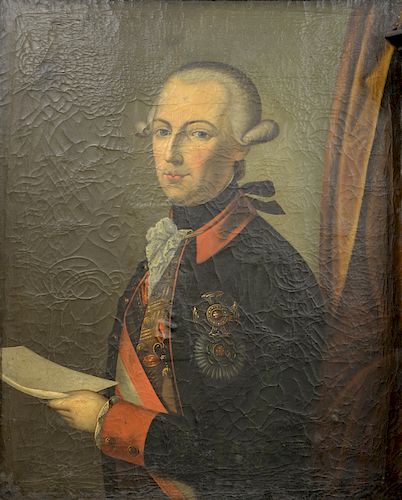 German School half portrait, 
oil on canvas, 
Emperor Josef II, 
18th century, 
unsigned, 
27" x 22"
