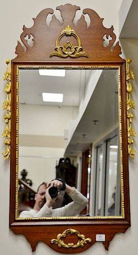 Margolis mahogany Queen Anne style mirror. 
43 1/2" x 22"