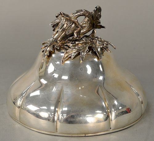 Paul Storr (1771-1844) silver dish cover,  having large floral finial, circa 1827-28