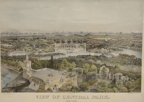 John Bachmann, 
lithograph, 
"View of Central Park, New York, 
printed around 1875, 
New York H. Bencke, 207 Fulton 1st New York lit...