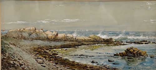 Edmund Darch Lewis (1835-1910), 
watercolor, 
Waves Crashing on Shore, 
signed and dated lower right: Edmund D. Lewis August 1897, 
...