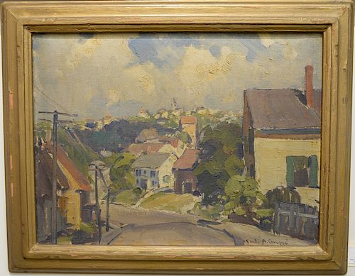Emile Albert Gruppe (1896-1978), 
oil on board, 
"New England Street", 
signed lower right: Emile A. Gruppe, 
titled and signed on v...