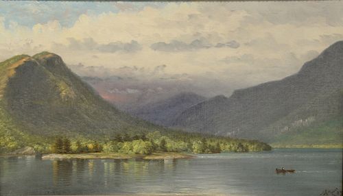 Nelson Augustus Moore (1824-1902), 
oil on canvas, 
"Lake George", 
signed and dated lower right: N.A. Moore 89, 
titled on stretche...