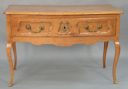 Louis XV fruitwood table with shaped top and large drawer on cabriole legs, 18th century (restored). 
height 31 inches, width 45 1/4...