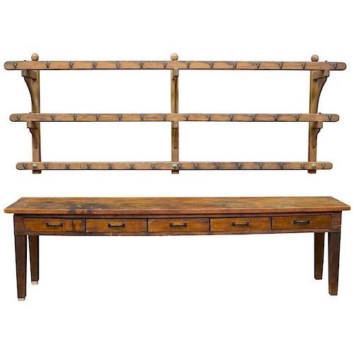 Antique American Butchershop Table and Meat Rack