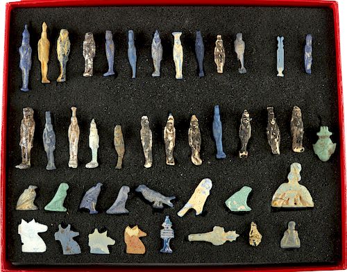 Collection of 42 Egyptian Faience Amulets