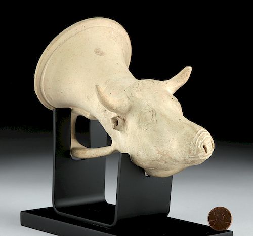 Greek Campanian Terracotta Bull Rhyton