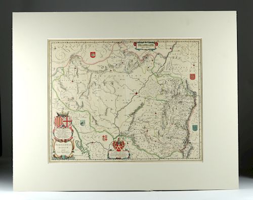 17th C. Dutch Map of the Kingdom of Aragon in N. Spain